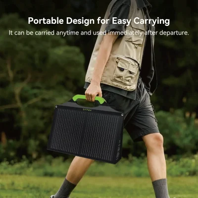 Dual USB-C Fast Charging Ports Detail Dual USB-C fast charging ports on GTPOW 45W portable solar charger tote