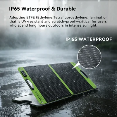 Bifacial Power Generation of GTPOW 100W Portable Solar Panel GTPOW 100W Bifacial Solar Panel Dual-Side Power Generation for Camping Van Life