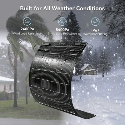 100W lightweight flexible solar panel off-grid RV marine use GTPOW 100W bendable flexible solar panel IP67 waterproof for RV boat