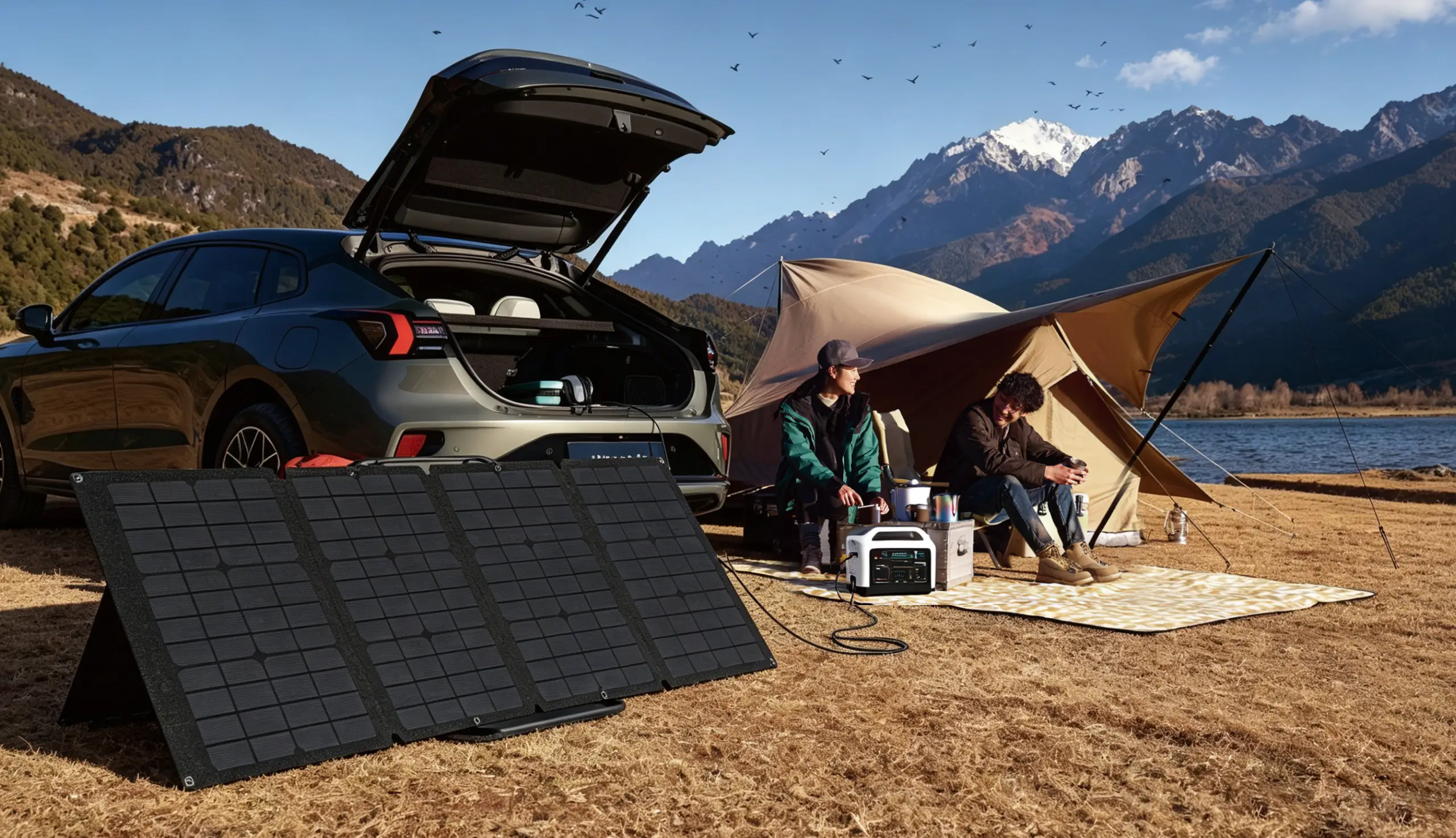 Gaotu foldable portable solar panel kit for outdoor camping, car travel and portable power station charging