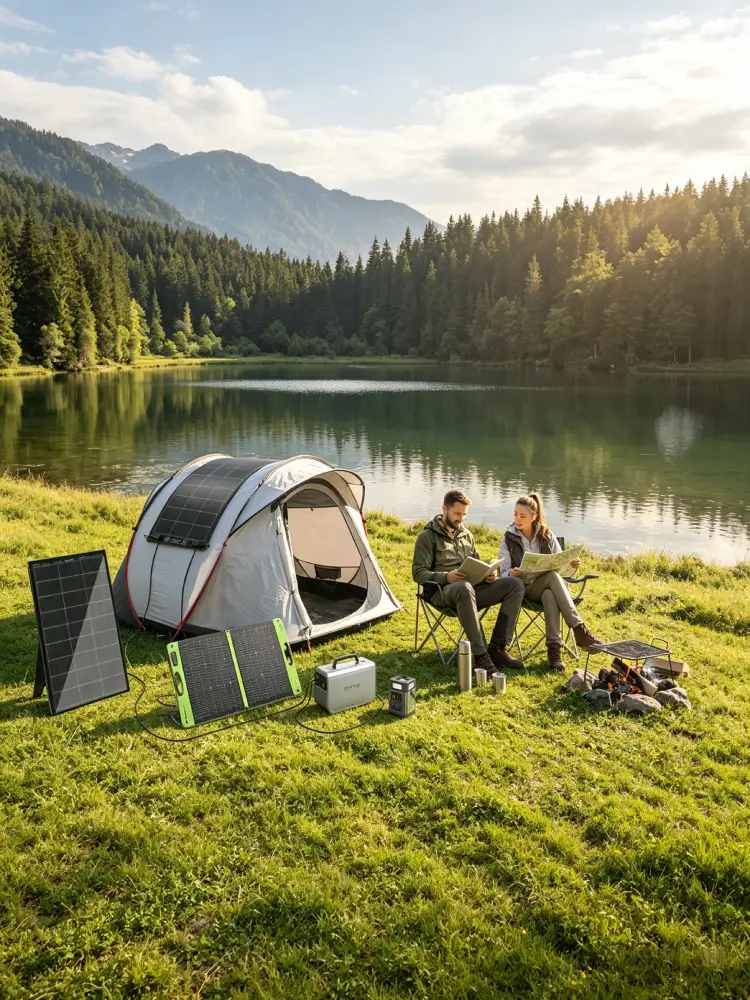 Gaotu Innovation portable foldable bifacial solar panels and power station for outdoor camping RV off-grid travel, wholesale solar panel manufacturer bulk supply