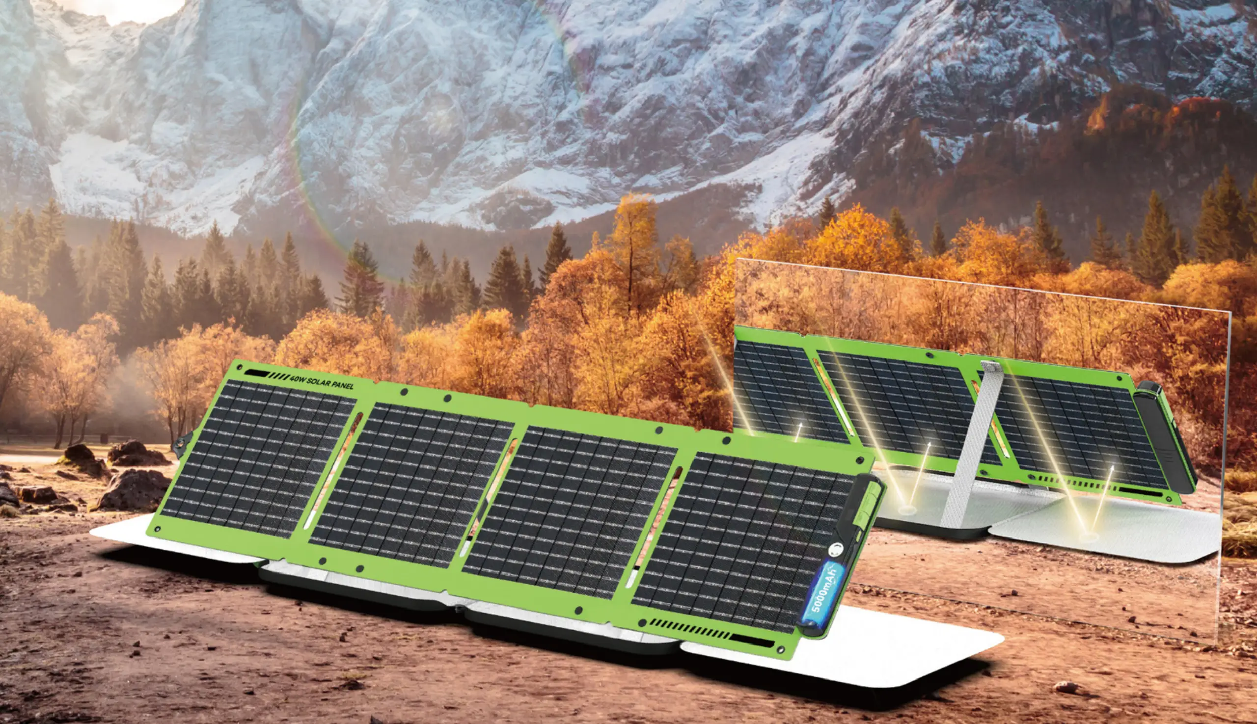 GTPOW bifacial foldable portable solar panels 25% high efficiency monocrystalline solar charger for camping off-grid power