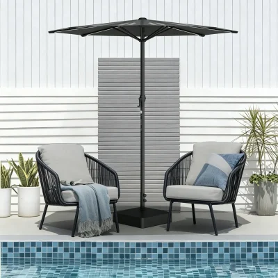 GTPOW-126W Solar Shade Umbrella Outdoor Patio Backyard Pool Scene