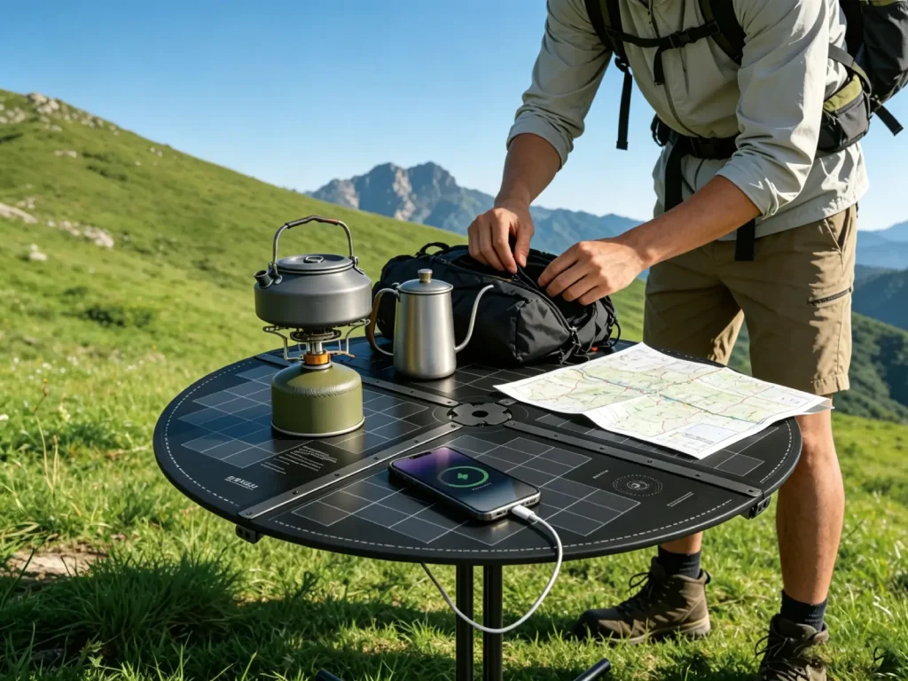 Foldable Wireless Charging Solar Table Full Product Render